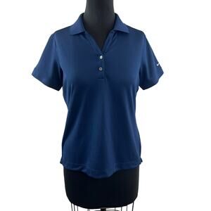 Nike Dri-Fit Classic Navy Polo Shirt Swoosh Collared Golf Tee Size Medium M NEW